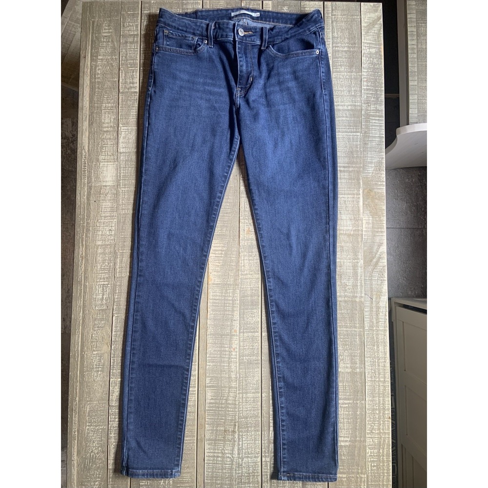 Levi's 711 Skinny Blue Jeans Women's Size 29x32 Medium Wash Distressed Levi